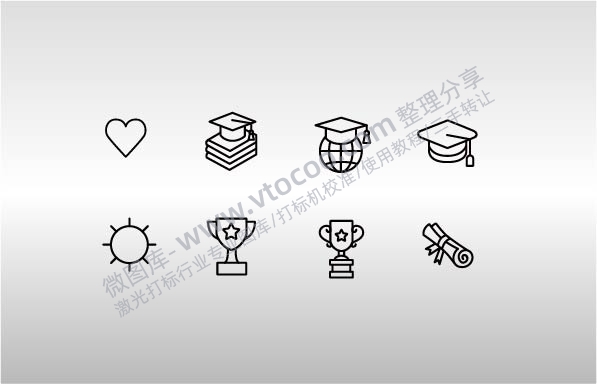 爱心学士帽船舵齿轮奖杯画卷纸卷奖状小图标小ICON8款