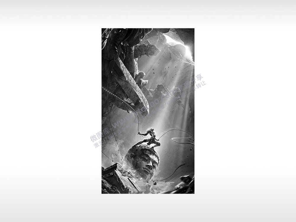 猴子孙猴子如来佛五指山通用位图激光打标文件