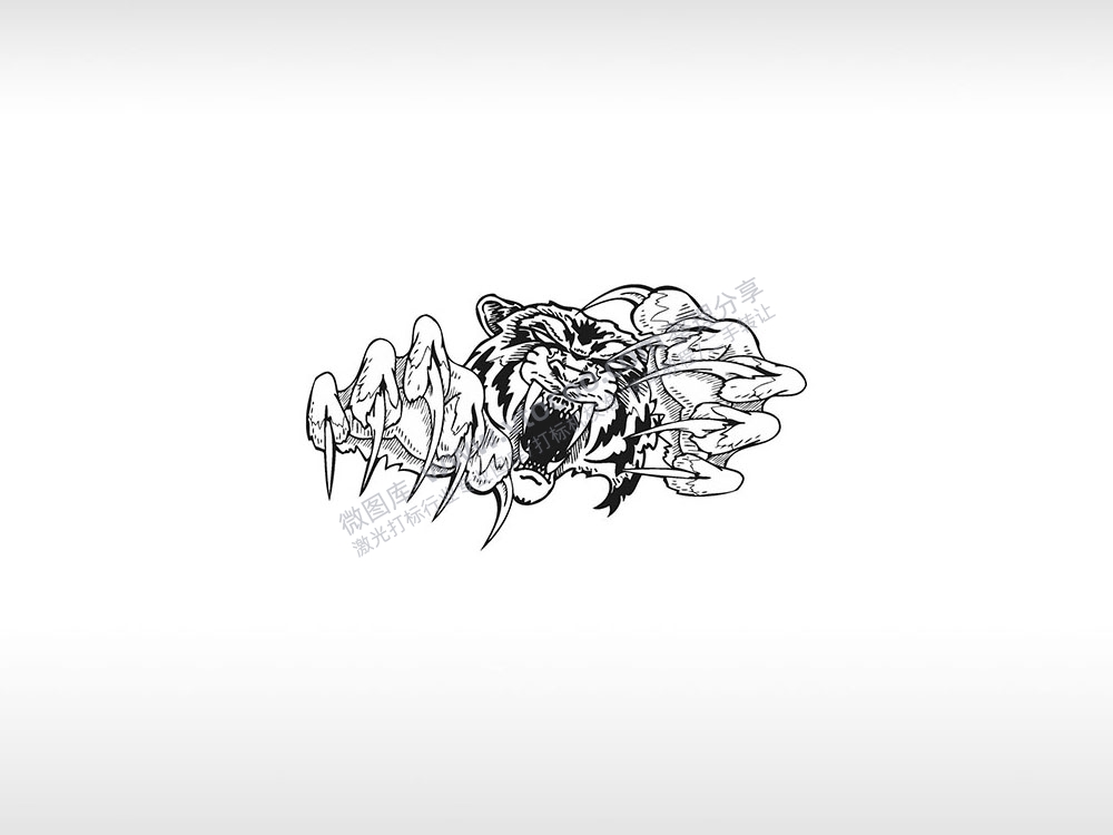 虎头虎爪凶猛爆虎AI8.0格式激光打标文件通用矢量图