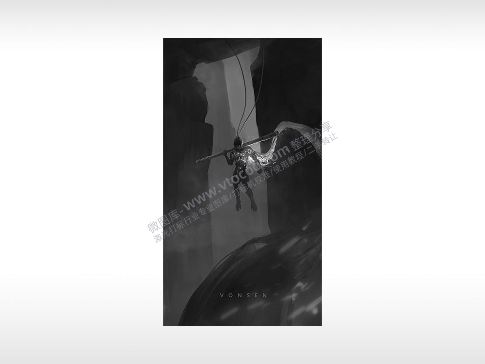 猴子猴王孙大圣孙悟空手持金箍棒通用位图激光打标文件