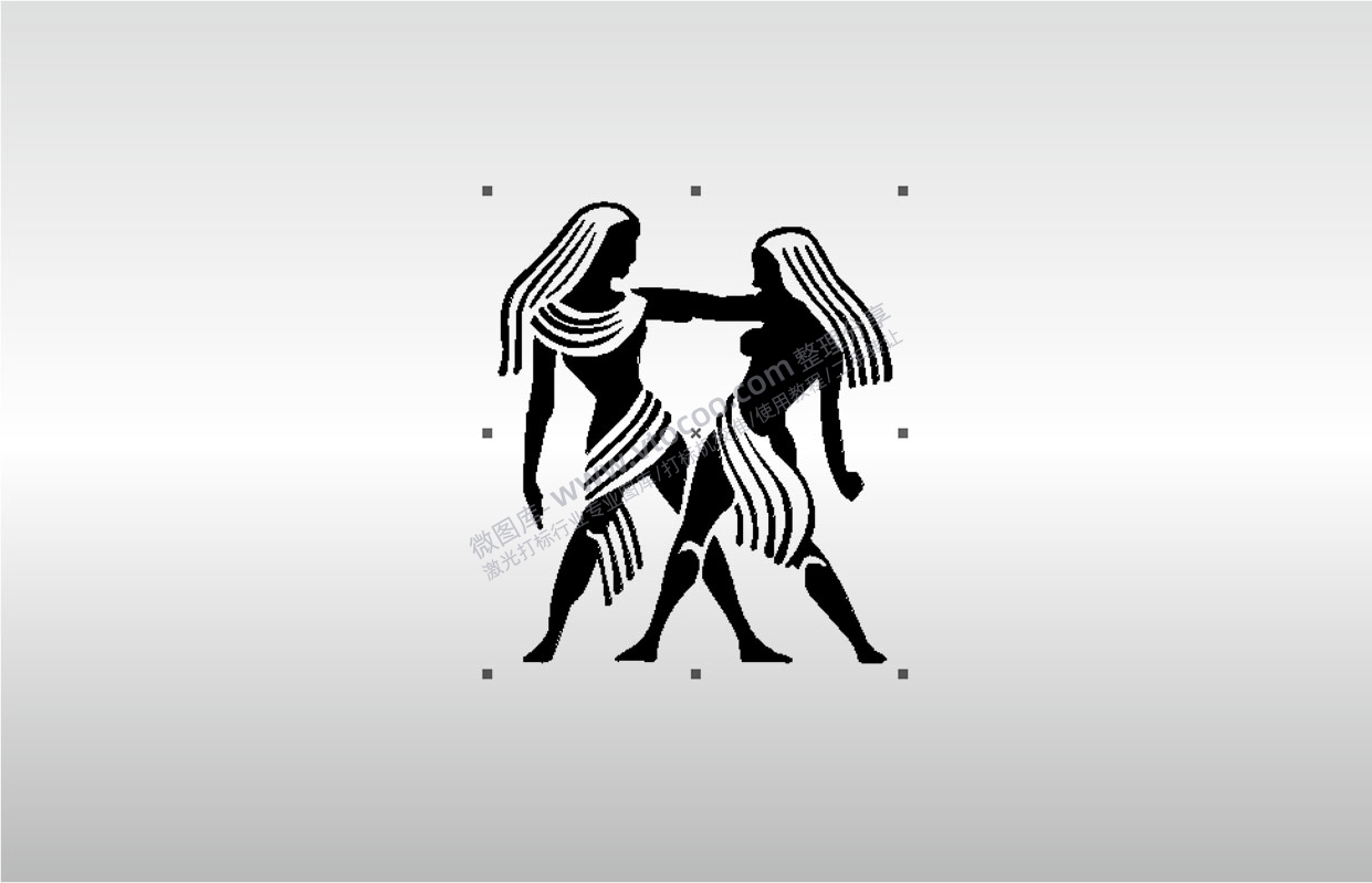 激光打标机摆摊素材 金橙子EZCAD打标专用星座双子座长发女人