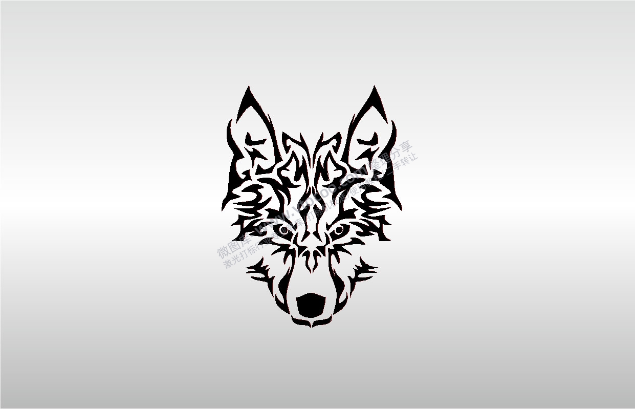 激光打标机摆摊素材 金橙子EZCAD打标专用33动物狼脸狼头卡通图案