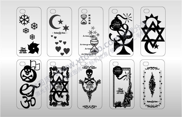 手机壳激光打标矢量图激光打标模板31-40镭射模板矢量图通用AI档激光打标图档文件