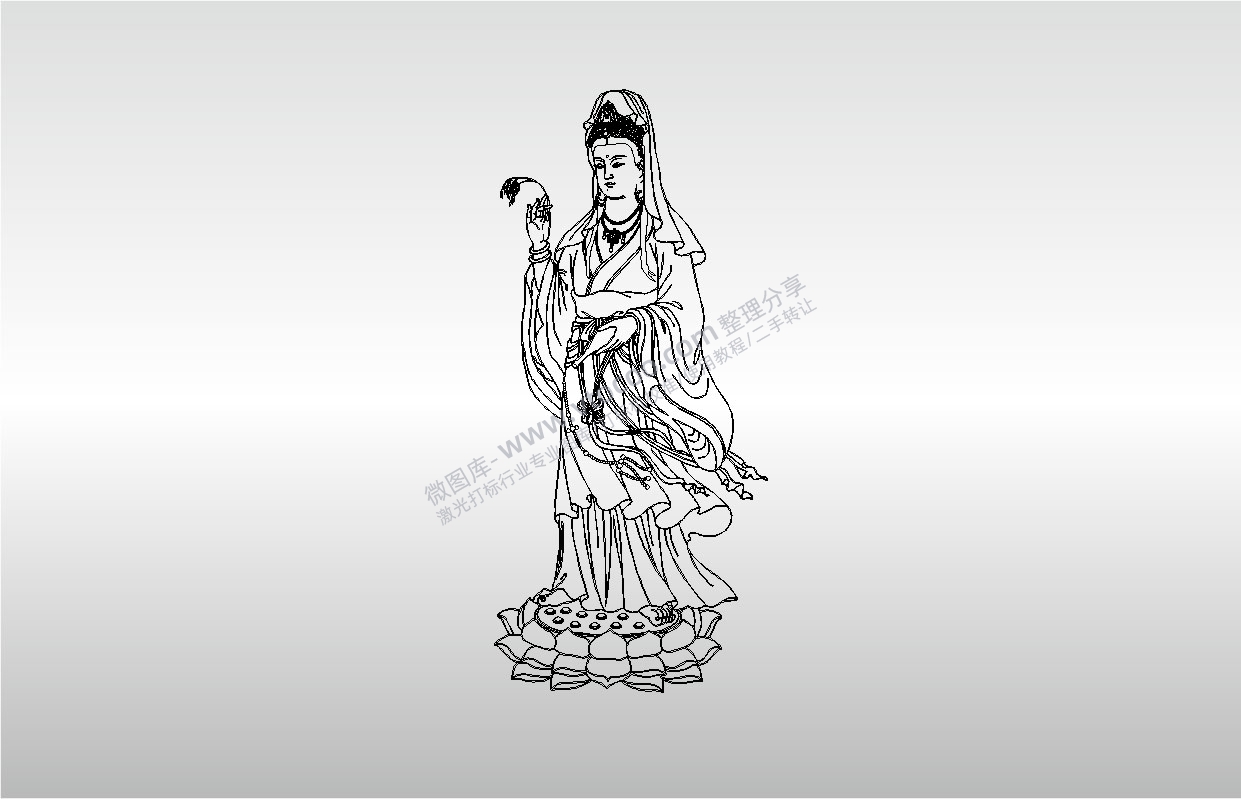 激光打标机摆摊素材 金橙子EZCAD打标专用40观音菩萨观世音菩萨卡通设计图案