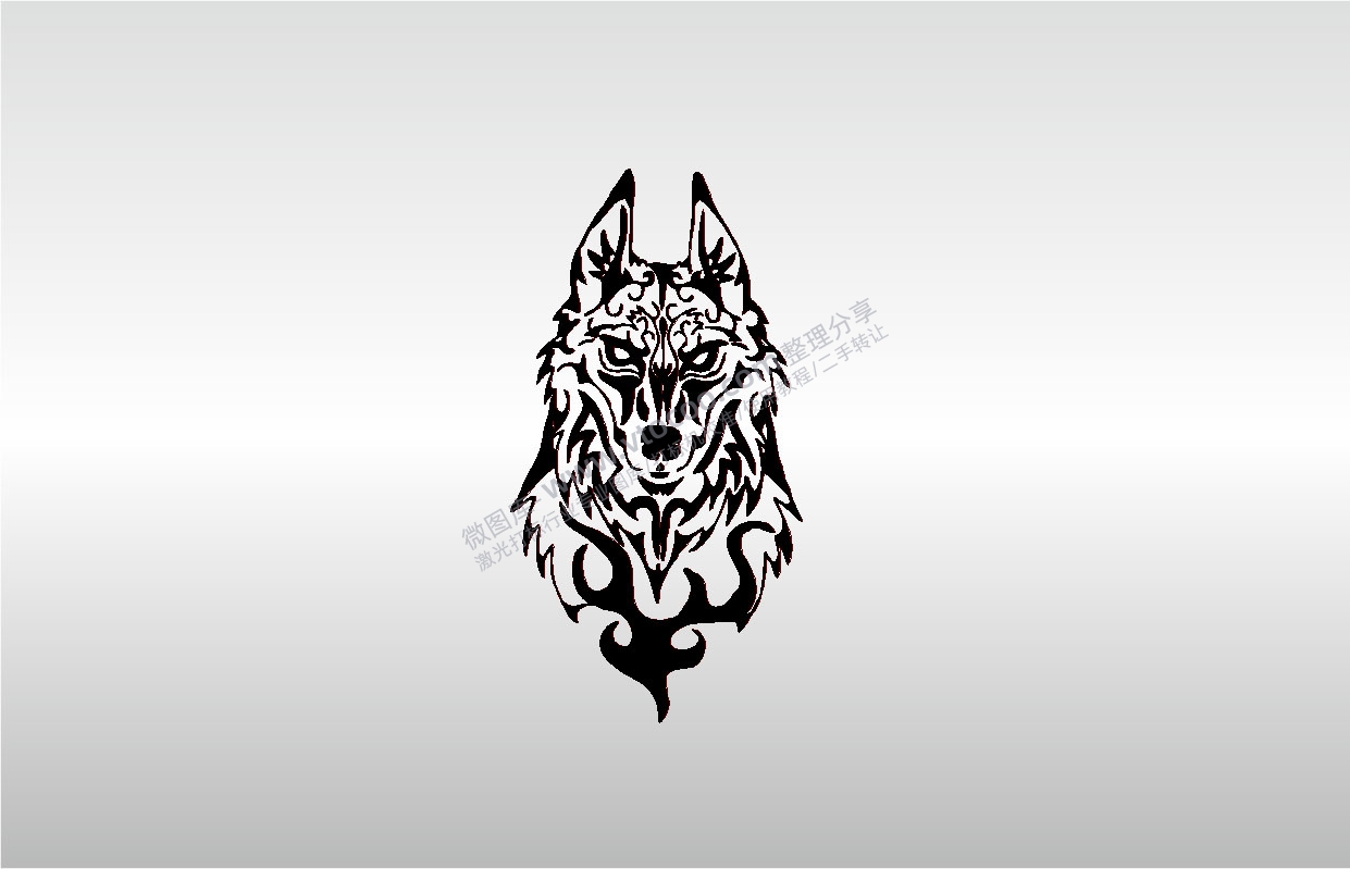 激光打标机摆摊素材 金橙子EZCAD打标专用48狼头矢量卡通艺术设计图案