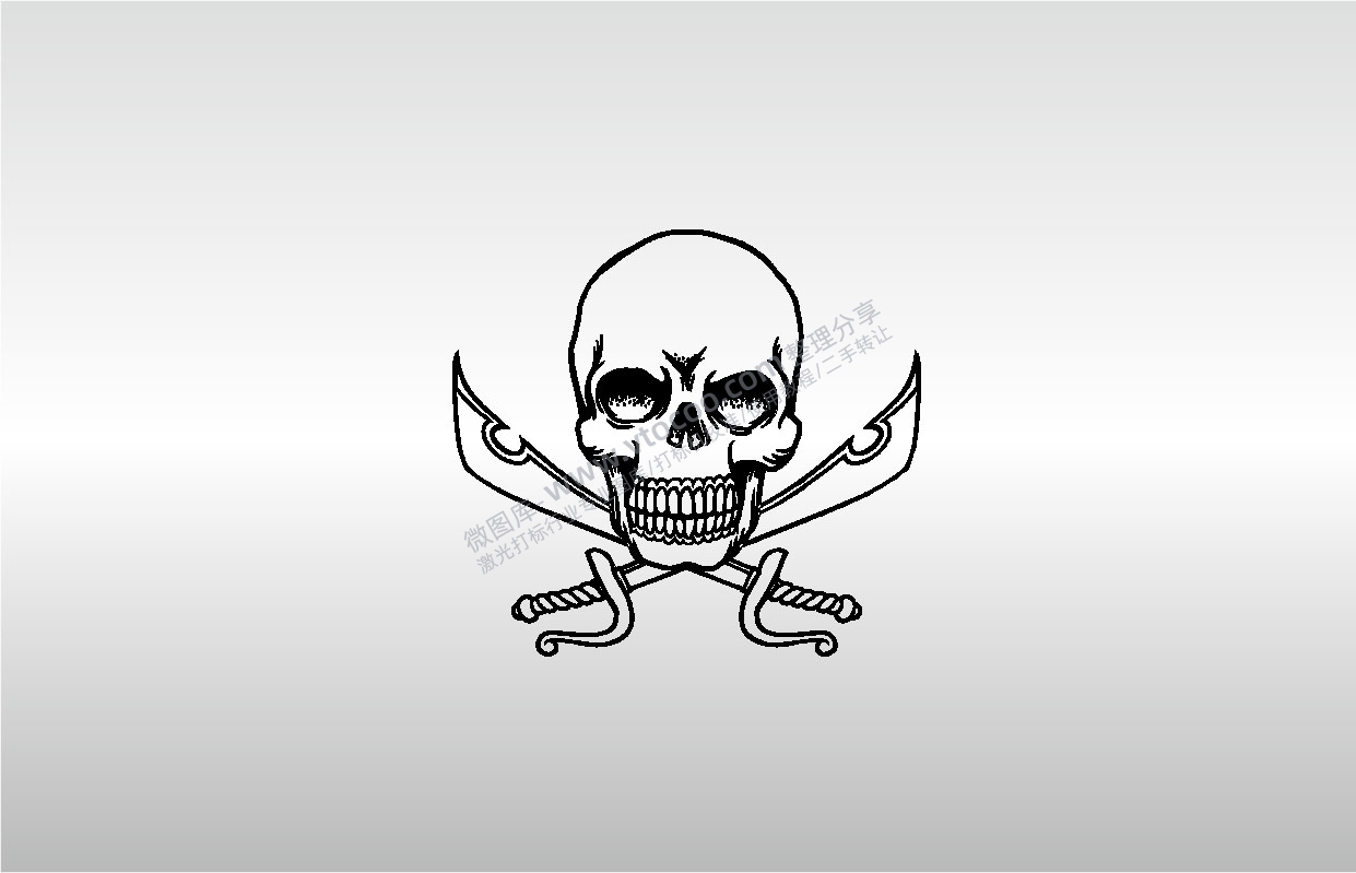 激光打标机摆摊素材 金橙子EZCAD打标专用51骷髅头头股刀卡通艺术设计图案