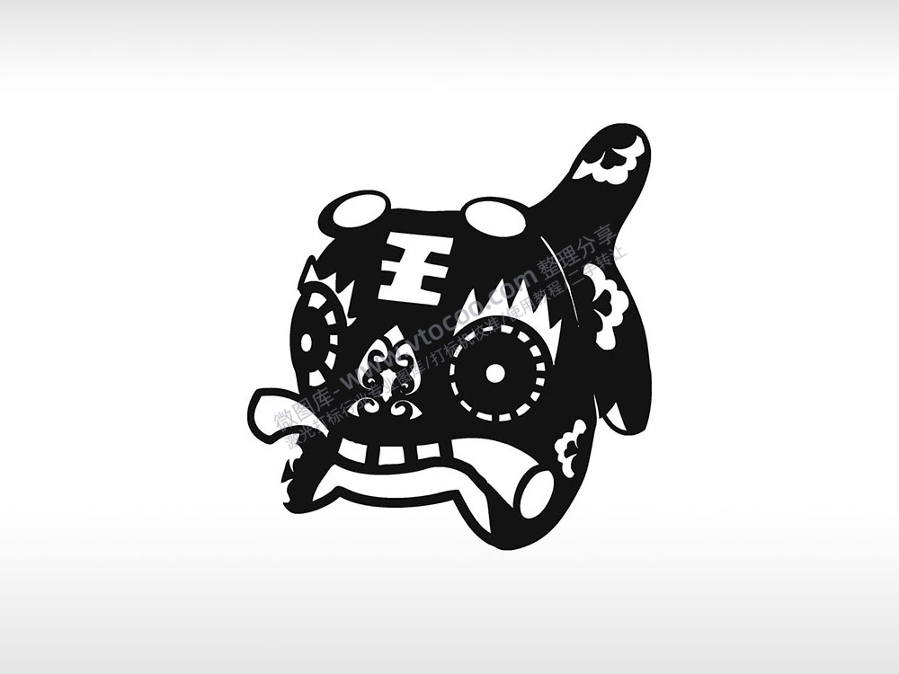 剪纸老虎民间艺术老虎王AI8.0格式激光打标文件通用矢量图