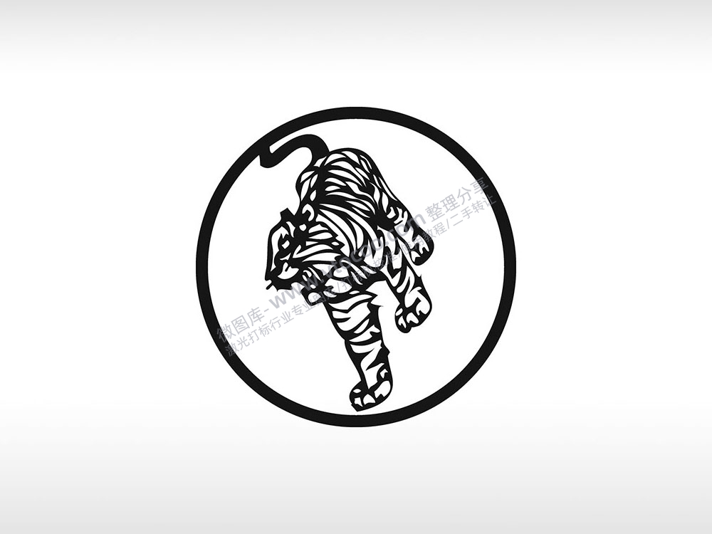 剪纸老虎民间艺术圆形边框AI8.0格式激光打标文件通用矢量图