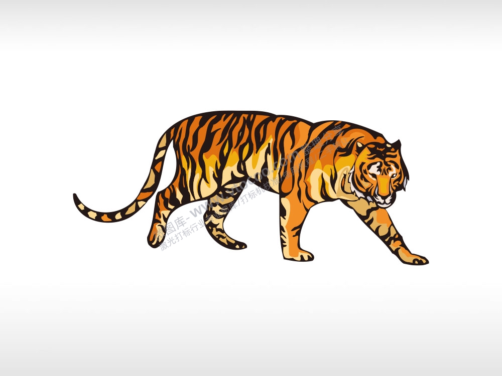 老虎行走老虎图AI8.0格式激光打标文件通用矢量图