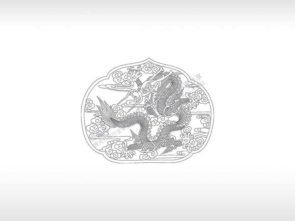 大葫芦龙线条龙腾云驾雾葫芦边框AI8.0格式激光打标文件通用矢量图