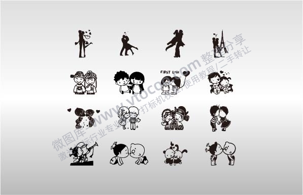 激光打标机素材爱情 甜蜜 情人节 恋爱 姻缘 爱人卡通人物 喜庆艺术字体图案设计