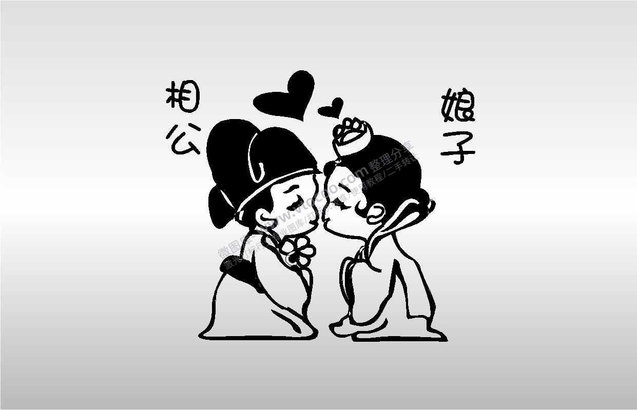 激光打标机摆摊素材 金橙子EZCAD打标专用04相公娘子卡通艺术设计图案