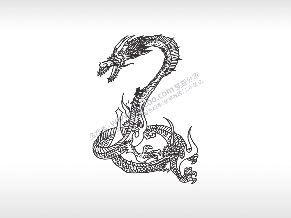 龙长龙盘龙龙身线条龙图案AI8.0格式激光打标文件通用矢量图