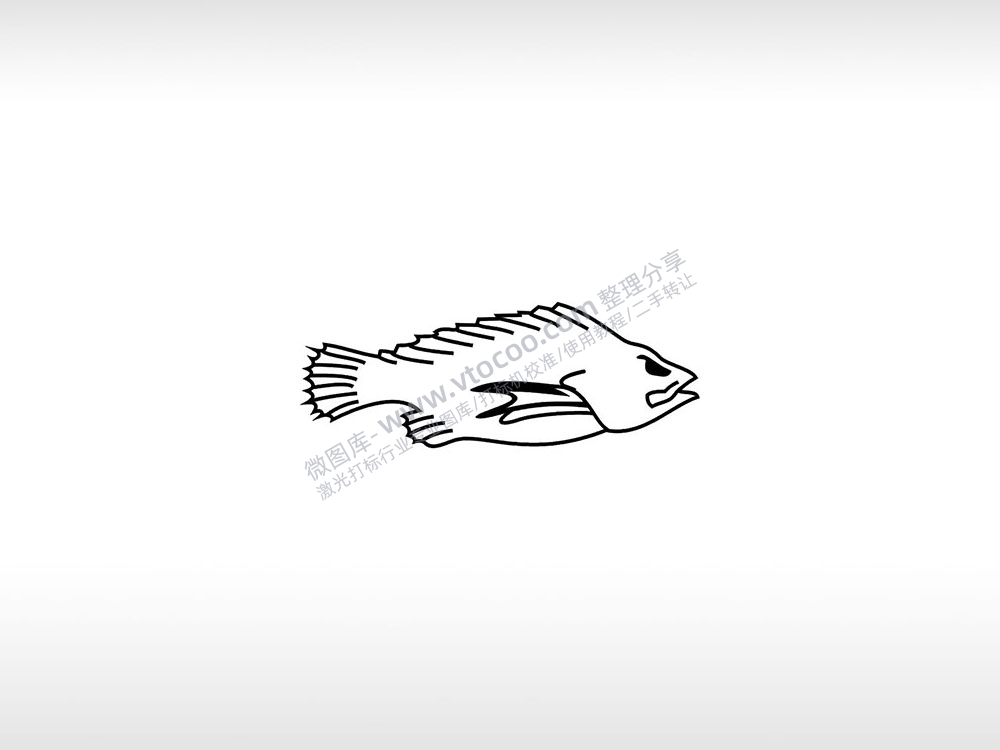 线描鱼海洋动物AI8.0格式激光打标文件通用矢量图