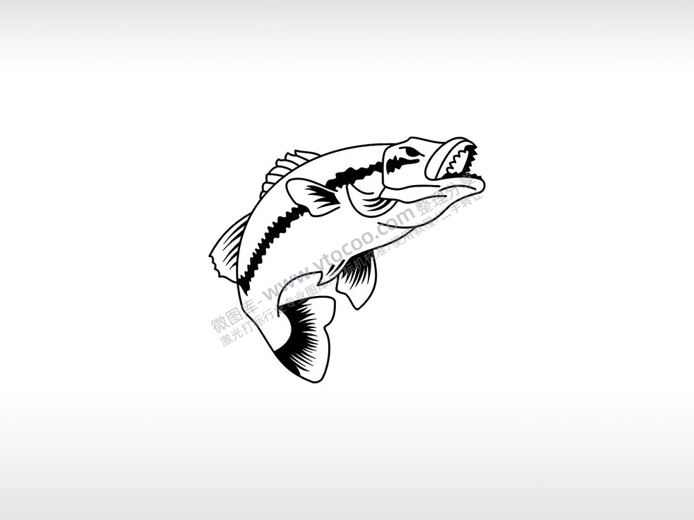 鲈鱼鲁鱼淡水鱼鱼线图AI8.0格式激光打标文件通用矢量图