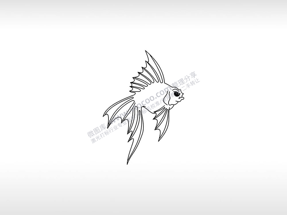 金鱼恶搞鱼类金鱼手绘鱼观赏性鱼类AI8.0格式激光打标文件通用矢量图