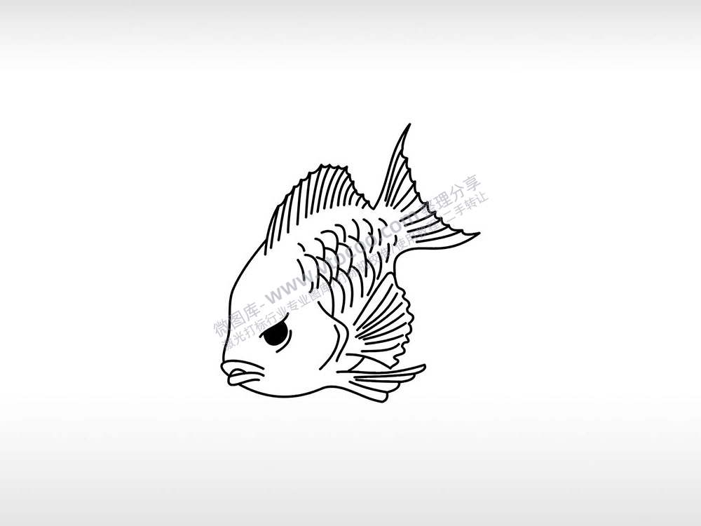 小鱼疲倦鱼恶搞鱼类海洋动物鱼线图AI8.0格式激光打标文件通用矢量图