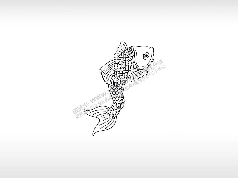 锦鲤好运富贵勇气毅力鱼线图AI8.0格式激光打标文件通用矢量图