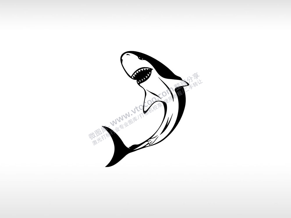 鲨鱼短颌沙条鲨海洋动物AI8.0格式激光打标文件通用矢量图