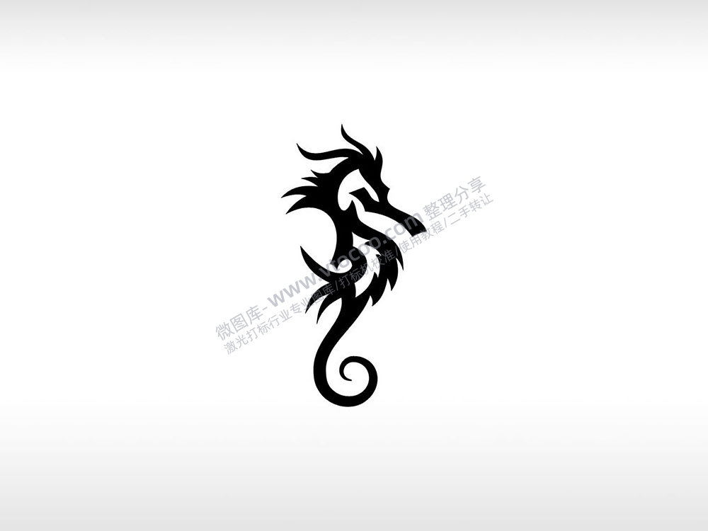 公海马海栖鱼类海洋动物logoAI8.0格式激光打标文件通用矢量图