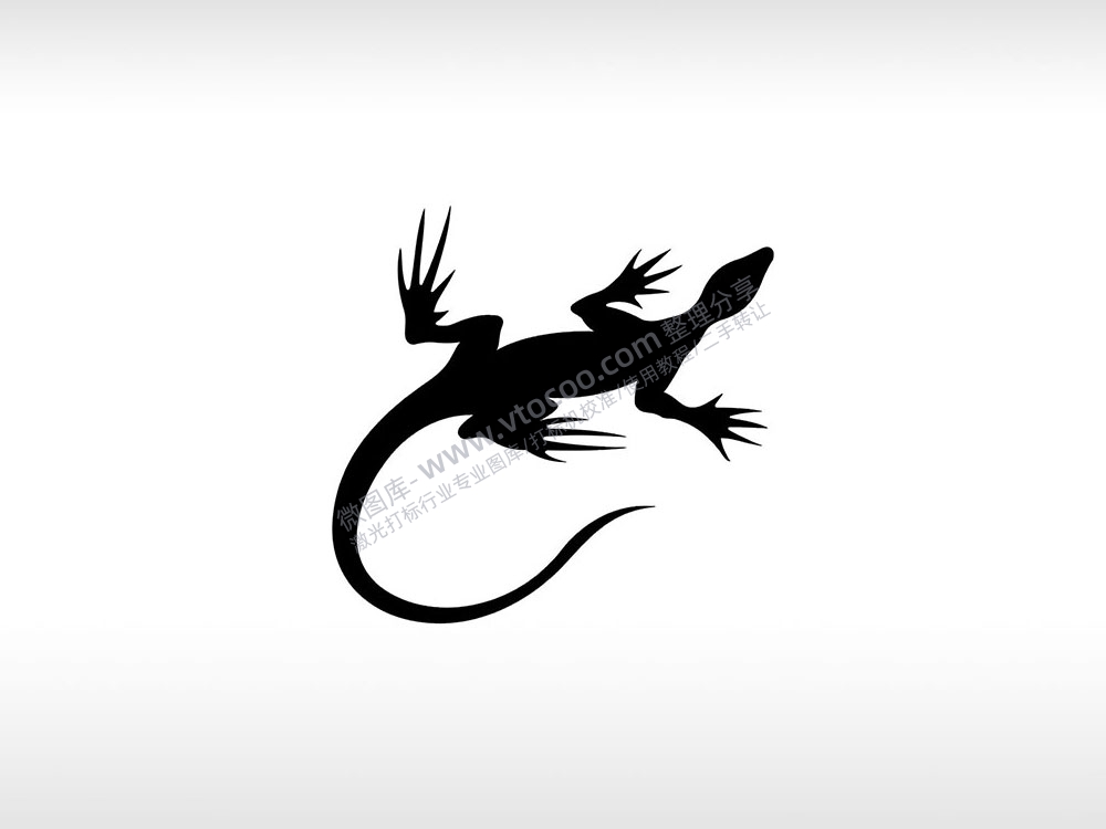 蜥蜴logo仰视爬行动物四脚蛇AI8.0格式激光打标文件通用矢量图