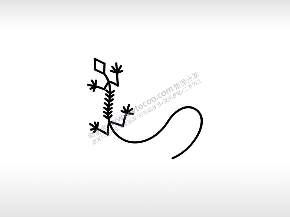 蜥蜴logo爬行动物四脚蛇AI8.0格式激光打标文件通用矢量图