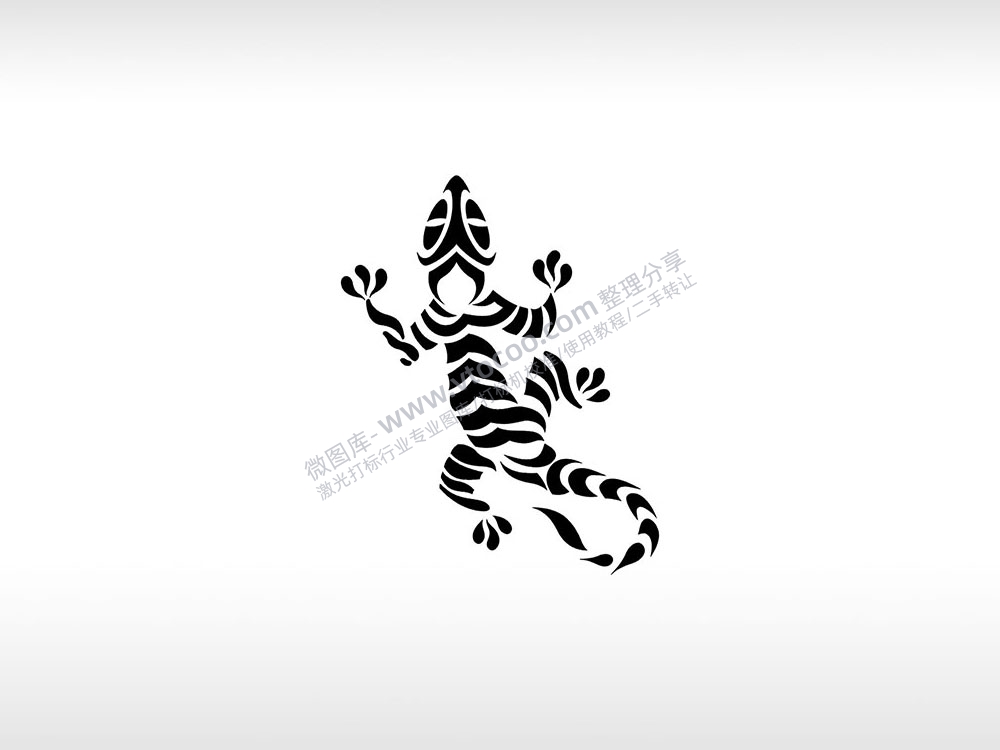 壁虎logo条形图爬行动物AI8.0格式激光打标文件通用矢量图