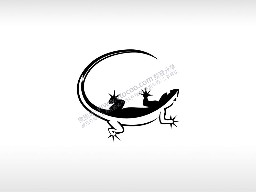 壁虎黑白壁虎爬行动物AI8.0格式激光打标文件通用矢量图