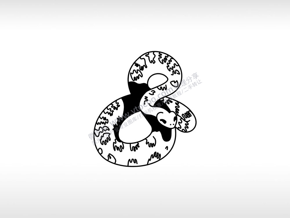 蛇卡通蛇AI8.0格式激光打标文件通用矢量图