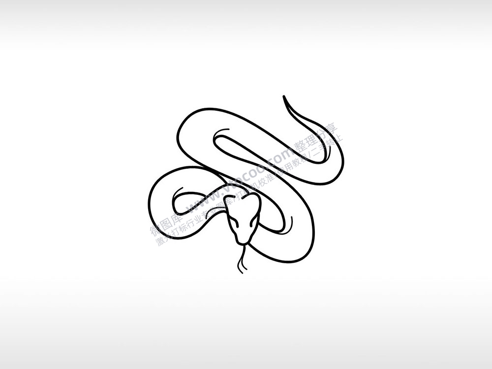 蛇logo吐舌爬行动物AI8.0格式激光打标文件通用矢量图