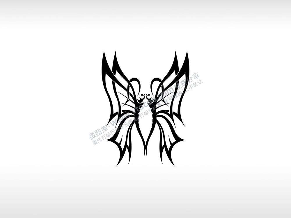 蝴蝶logo重生鼓舞轻盈舞姿AI8.0格式激光打标文件通用矢量图