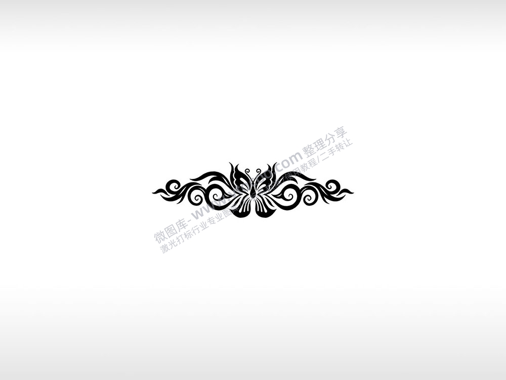 蝴蝶logo波纹浪波欧式花纹图腾AI8.0格式激光打标文件通用矢量图