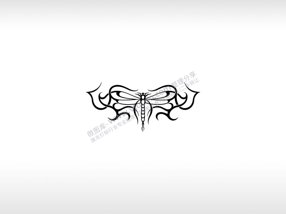 蜻蜓logo卡通波纹自由昆虫AI8.0格式激光打标文件通用矢量图