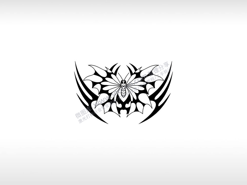 蝴蝶神秘自由之翼重生的希望AI8.0格式激光打标文件通用矢量图