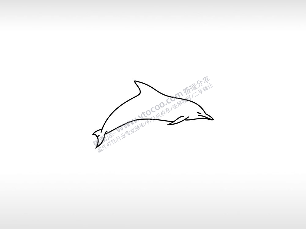 海豚简略线描图友谊和平友好海洋动物AI8.0格式激光打标文件通用矢量图