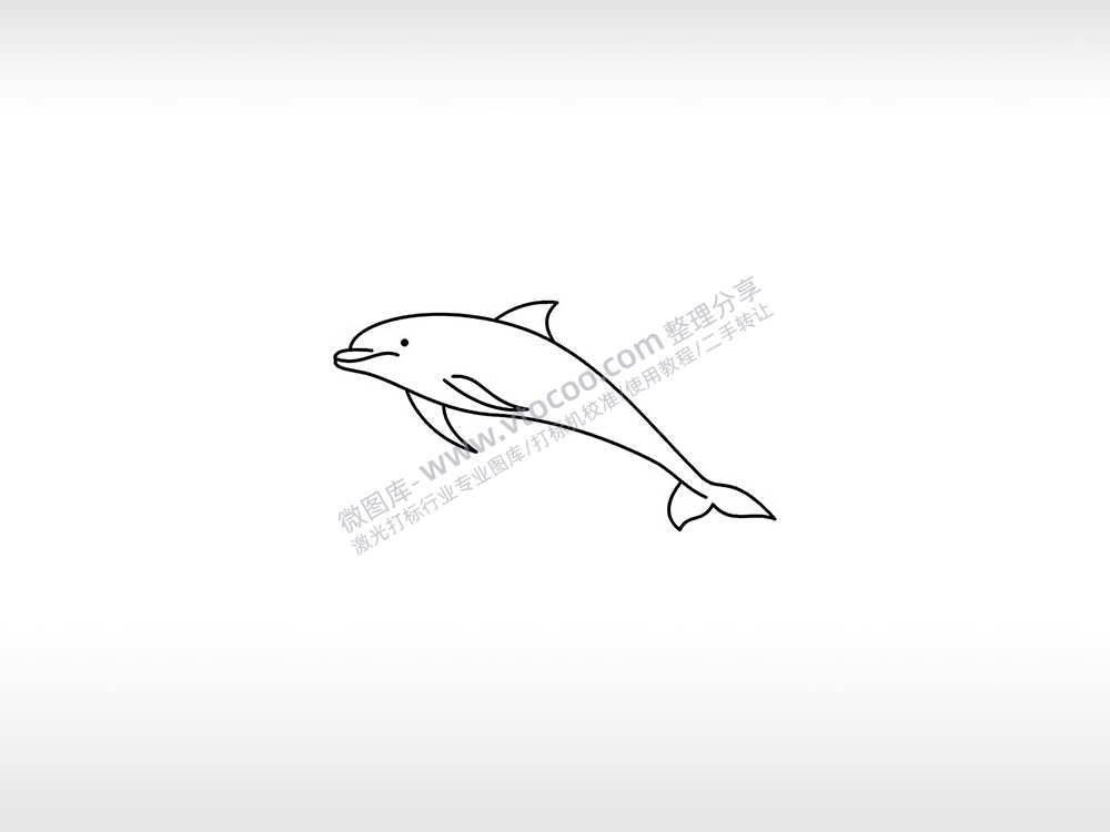 海豚天性善良聪明有智慧海洋动物AI8.0格式激光打标文件通用矢量图