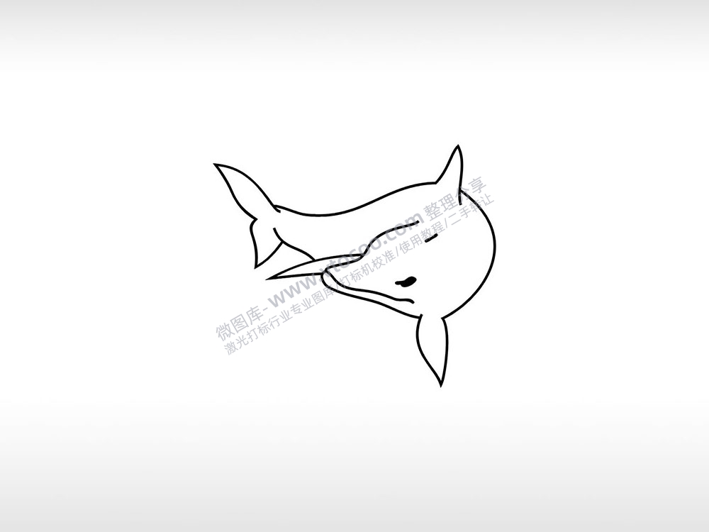 海豚摇摆爱情的守护神海洋动物AI8.0格式激光打标文件通用矢量图