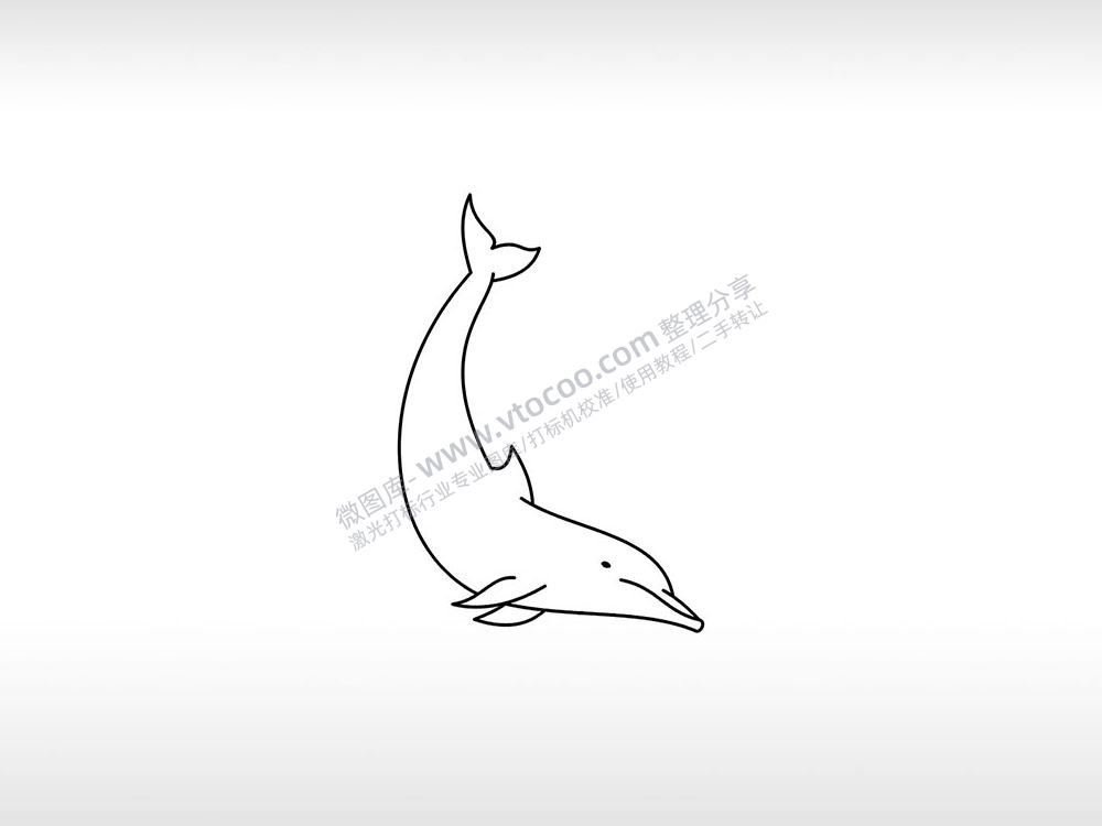 海豚和平自由幸福海洋动物AI8.0格式激光打标文件通用矢量图