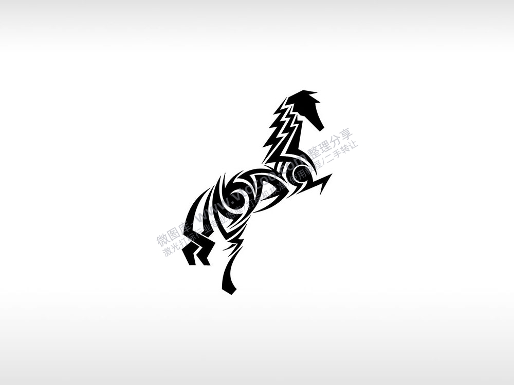 骏马logo跨越抽象派自由成功胜利AI8.0格式激光打标文件通用矢量图