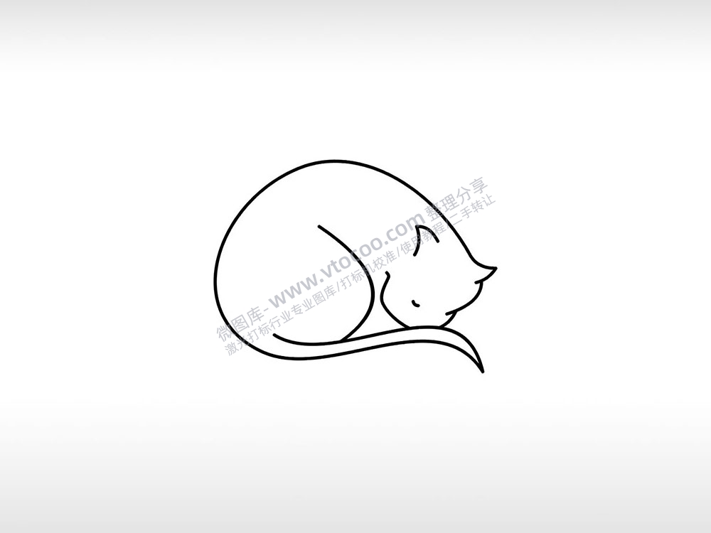 睡觉的猫logo房东家的猫卡通AI8.0格式激光打标文件通用矢量图