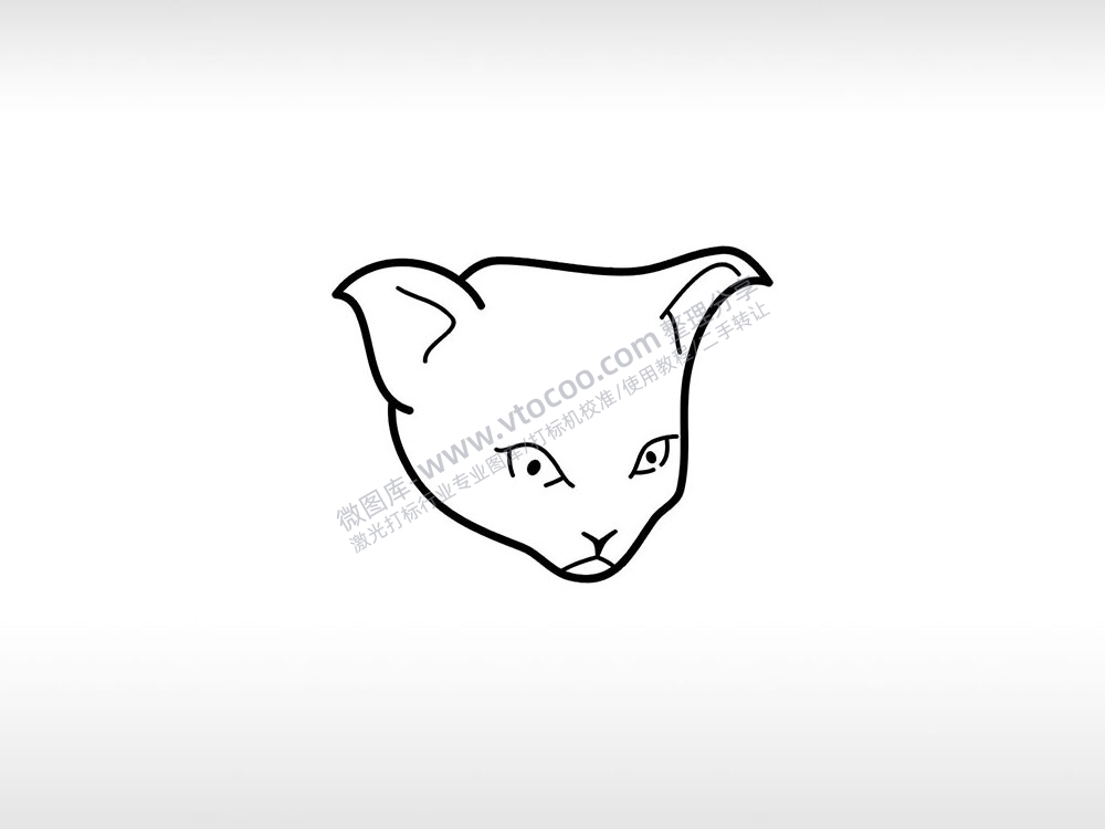 卡通猫头logo好运条线图AI8.0格式激光打标文件通用矢量图