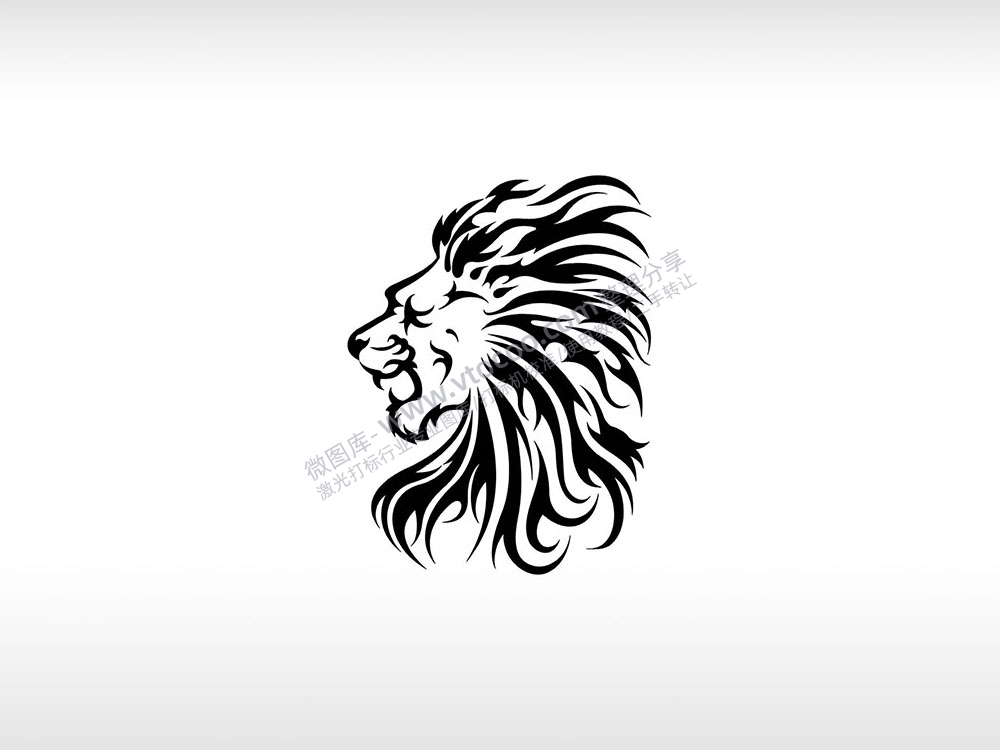 狮子头勇敢象征地位生生不息AI8.0格式激光打标文件通用矢量图