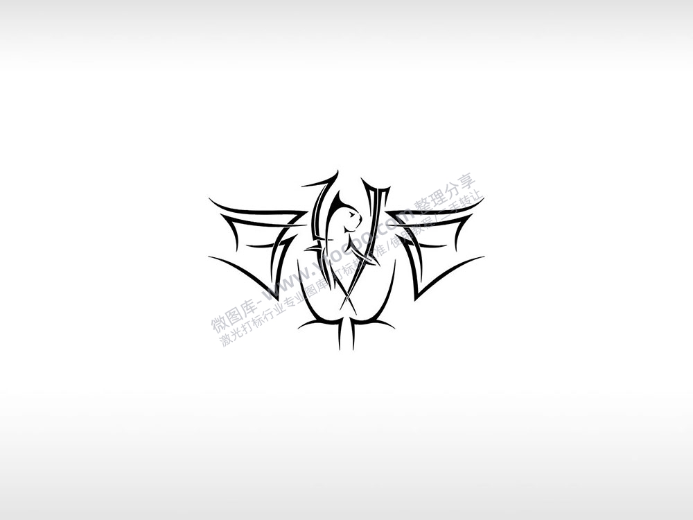 可爱卡通恶魔logo抽象派AI8.0格式激光打标文件通用矢量图