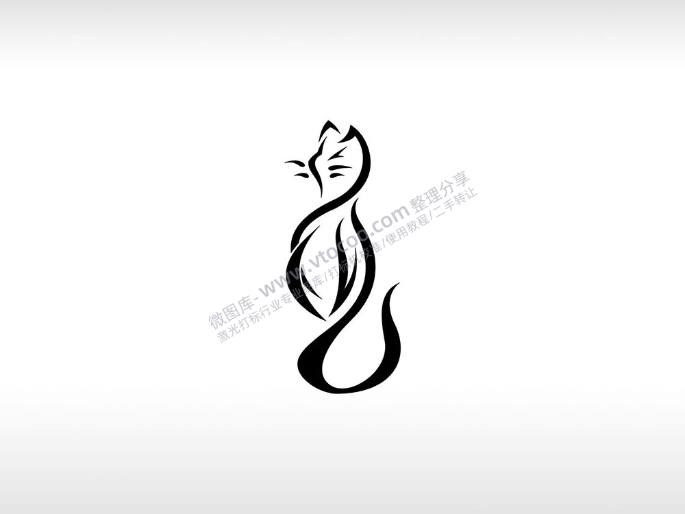 猫logo可爱线条图抽象派AI8.0格式激光打标文件通用矢量图