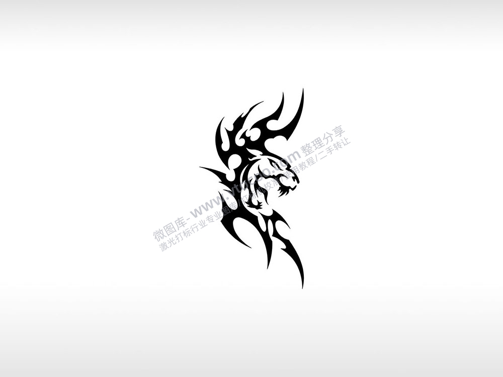 火焰虎驱邪卡通logo凶猛AI8.0格式激光打标文件通用矢量图