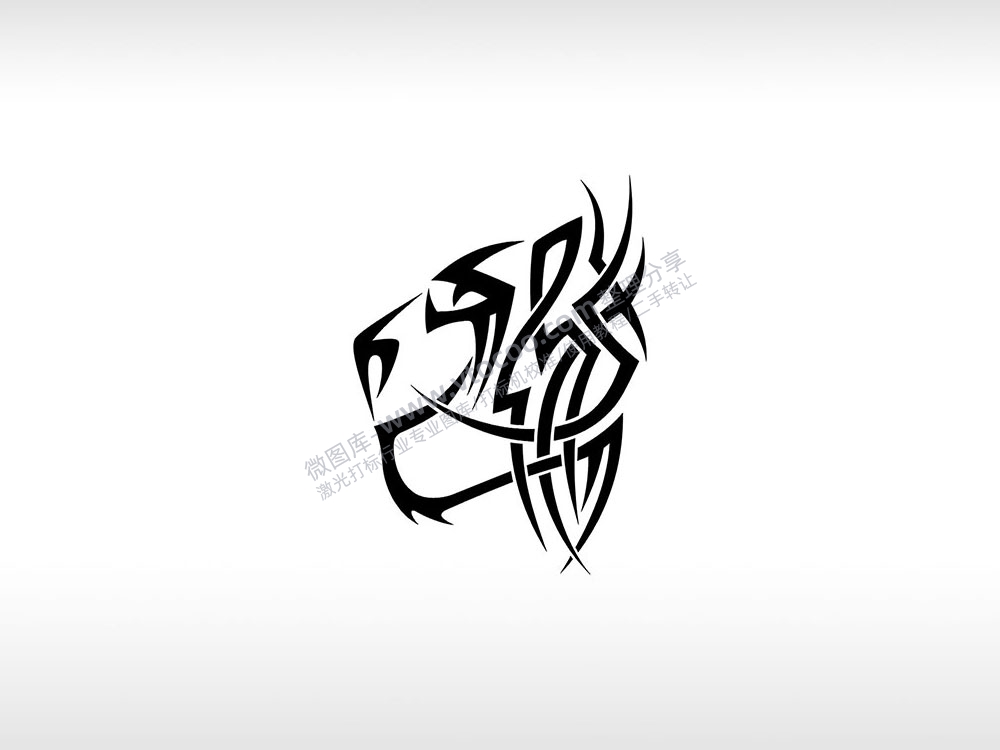 虎图腾人虎头铭文AI8.0格式激光打标文件通用矢量图