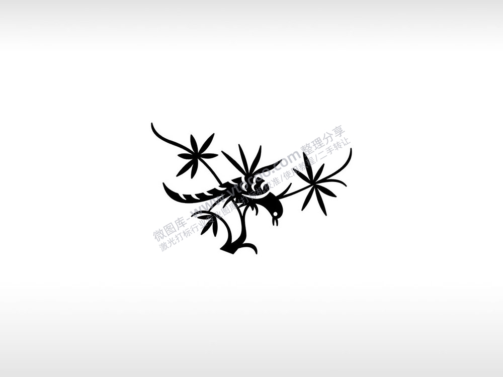 鸟树上歇息好高骛远AI8.0格式激光打标文件通用矢量图