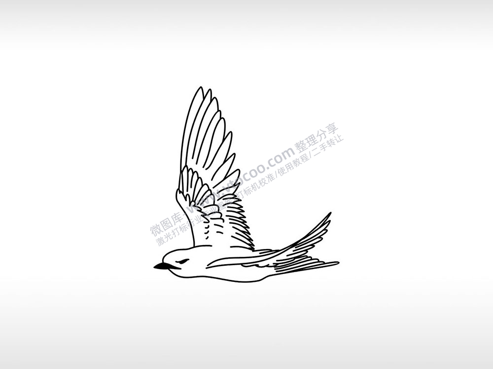 老鹰自由飞翔飞行志向高远AI8.0格式激光打标文件通用矢量图