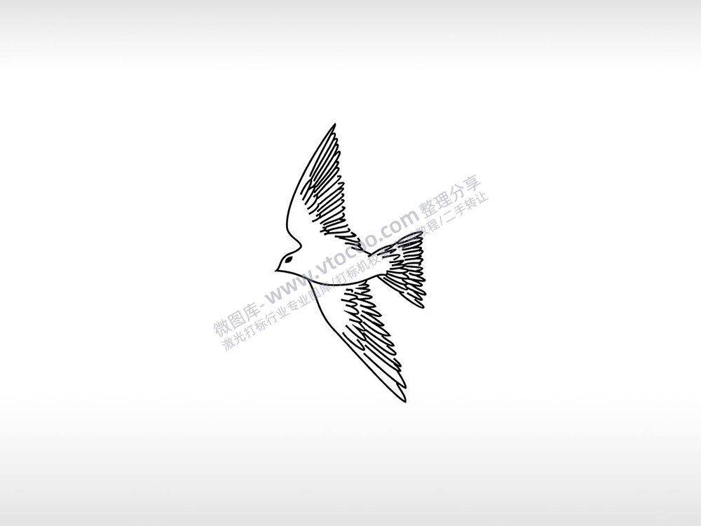 鸟翱翔自由飞行遨游于天空AI8.0格式激光打标文件通用矢量图