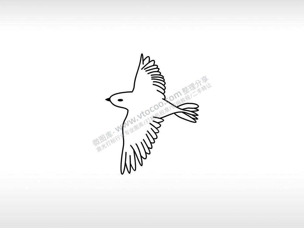鸽和平之鸽大鹏展翅自由翱翔飞行动物AI8.0格式激光打标文件通用矢量图
